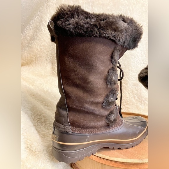 Khombu  Waterproof Winter Snow Boots Mid Calf Brown Lace-Up Size 11 - Picture 8 of 11